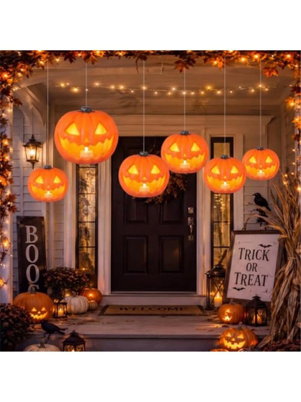 6 Pack Halloween Floating Pumpkins Jack O Lantern, 6.5 Inch